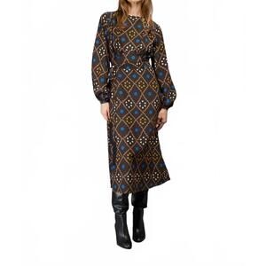 NEW LOVE BINETTI cleo print midi dress in multi